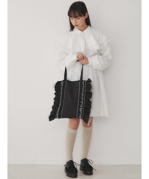 merry jenny(メリージェニー)の「チュールレースコンビtote(トートバッグ・レディース・ブラック/オフホワイト・FREE)」の17枚目の写真