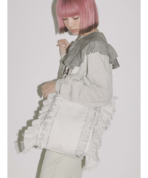 merry jenny(メリージェニー)の「チュールレースコンビtote(トートバッグ・レディース・ブラック/オフホワイト・FREE)」の18枚目の写真