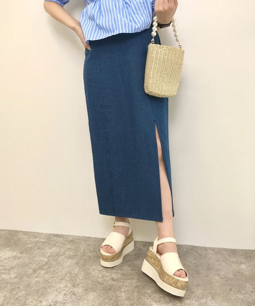 INGNI（イング）の「サイドスリットナロー／スカート（スカート・レディース・ブラック/ブルー/グリーン/アイボリー/ブルー系その他2・FREE）」の5枚目の写真