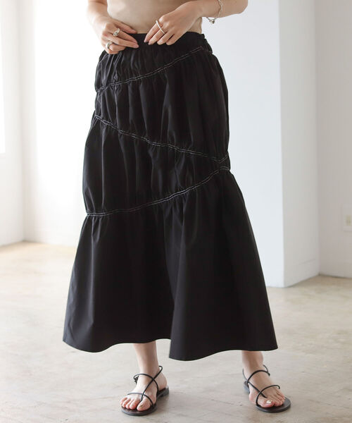 BeAMS DOT(ビームスドット)の「【WEB限定】BeAMS DOT / アシンメトリー ステッチ フレアスカート(スカート・レディース・ブラック/ブルー・ONESIZE)」の13枚目の写真