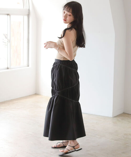 BeAMS DOT(ビームスドット)の「【WEB限定】BeAMS DOT / アシンメトリー ステッチ フレアスカート(スカート・レディース・ブラック/ブルー・ONESIZE)」の20枚目の写真