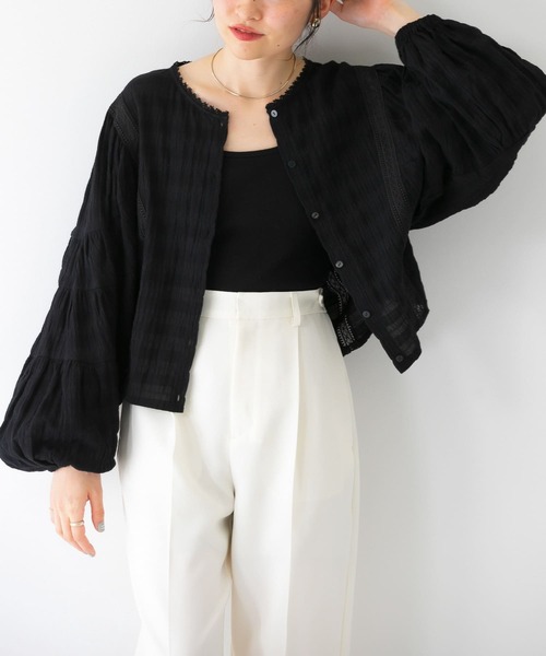 KBF（ケイビーエフ）の「ラウンドシームブラウス（シャツ/ブラウス・レディース・ブラック/ホワイト/グリーン・ONE）」の3枚目の写真