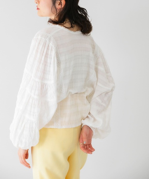 KBF（ケイビーエフ）の「ラウンドシームブラウス（シャツ/ブラウス・レディース・ブラック/ホワイト/グリーン・ONE）」の5枚目の写真