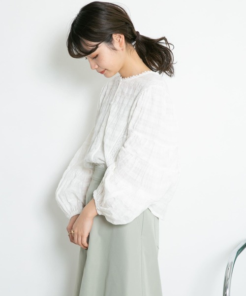 KBF（ケイビーエフ）の「ラウンドシームブラウス（シャツ/ブラウス・レディース・ブラック/ホワイト/グリーン・ONE）」の10枚目の写真