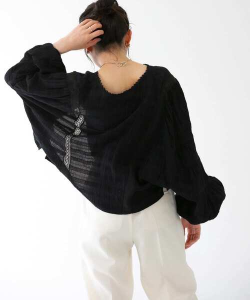 KBF（ケイビーエフ）の「ラウンドシームブラウス（シャツ/ブラウス・レディース・ブラック/ホワイト/グリーン・ONE）」の18枚目の写真