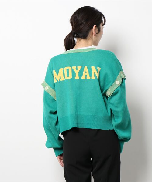 moyan ecri(モヤン エクリ)の「<moyan ecri>メッセージロゴニットカーディガン/ベスト【SAKURA SERIES】(カーディガン/ボレロ・レディース・グリーン/アクア・FREE)」の3枚目の写真