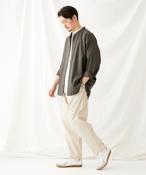 JOURNAL STANDARD（ジャーナルスタンダード）の「Reflax バンドカラーシャツ（シャツ/ブラウス・メンズ・ベージュ/モスグリーン/コバルトブルー/ブラック系その他・MEDIUM/LARGE）」の7枚目の写真