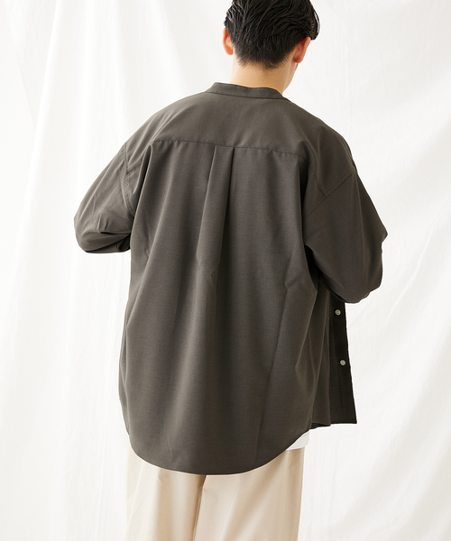 JOURNAL STANDARD（ジャーナルスタンダード）の「Reflax バンドカラーシャツ（シャツ/ブラウス・メンズ・ベージュ/モスグリーン/コバルトブルー/ブラック系その他・MEDIUM/LARGE）」の13枚目の写真