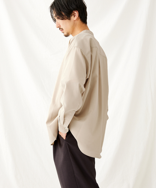 JOURNAL STANDARD（ジャーナルスタンダード）の「Reflax バンドカラーシャツ（シャツ/ブラウス・メンズ・ベージュ/モスグリーン/コバルトブルー/ブラック系その他・MEDIUM/LARGE）」の21枚目の写真