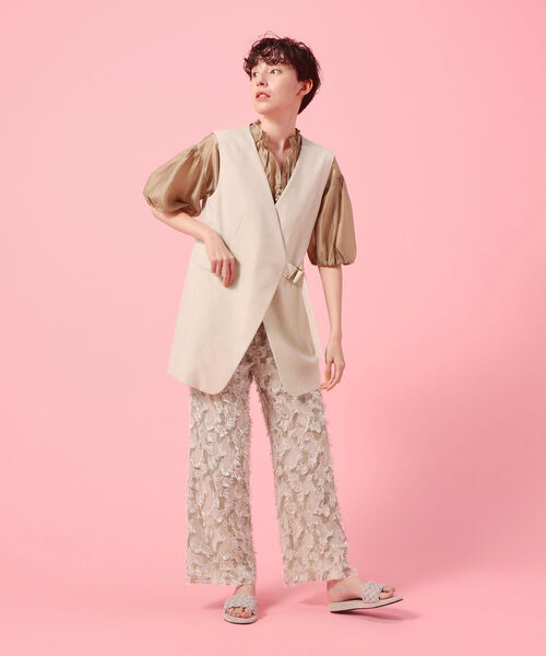 NOLLEY’S Sophi（ノーリーズソフィ）の「リネン混サイドベルトジレ（その他アウター・レディース・ホワイト/ベージュ・38）」の16枚目の写真
