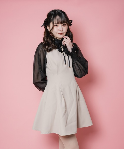 ROJITA（ロジータ）の「ハイネックビジュ釦バイカラーワンピース（ワンピース・レディース・ブラック/ベージュ/ブルー・FREE）」の21枚目の写真