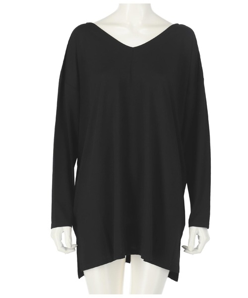 ANAP（アナップ）の「VネックゆるロングTシャツ（Tシャツ/カットソー・レディース・ホワイト/ベージュ/ブラック/ミント/ピンクベージュ・FREE）」の11枚目の写真