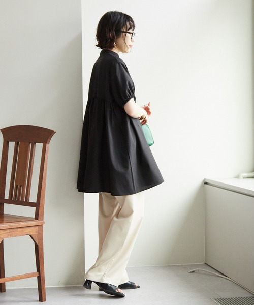 DISCOAT(ディスコート)の「【新色追加!/WEB限定】ティアードギャザーチュニック(シャツ/ブラウス・レディース・ホワイト/ブラック/ネイビー/ピンク/ブルー/オフホワイト/ブラック系その他/ブラウン/モカ・FREE)」の21枚目の写真