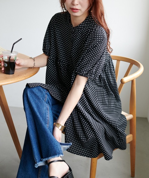 ディスコート新品ギャザーカットソー トップス 新色追加!/WEB限定】ティアードギャザーチュニック（シャツ/ブラウス