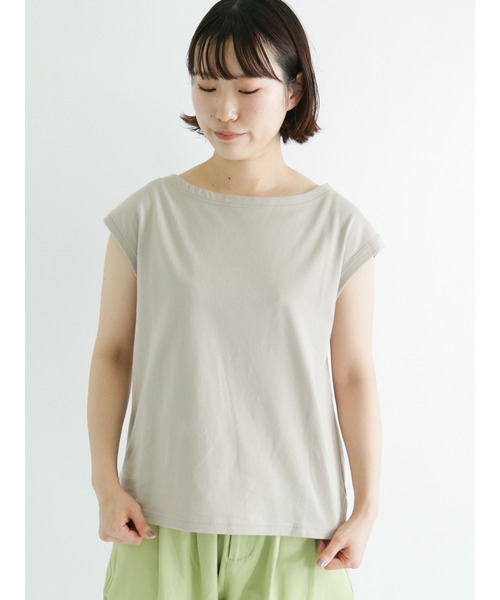 sm2rhythm(サマンサモスモスリズム)の「キャップスリーブカットソー(Tシャツ/カットソー・レディース・ホワイト/ベージュ/グリーン・フリ-)」の2枚目の写真