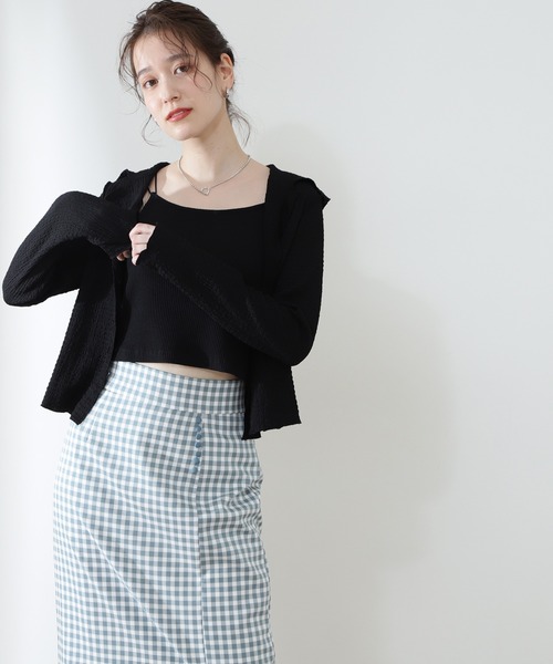 N.（N. Natural Beauty Basic）（エヌエヌナチュラルビューティーベーシック）の「三角テレコカップ付キャミソール（キャミソール・レディース・ホワイト/ブラック/ベージュ・MEDIUM）」の7枚目の写真