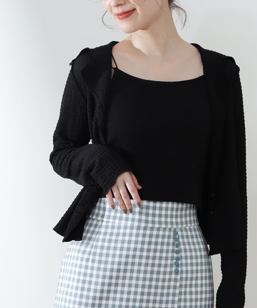 N.（N. Natural Beauty Basic）（エヌエヌナチュラルビューティーベーシック）の「三角テレコカップ付キャミソール（キャミソール・レディース・ホワイト/ブラック/ベージュ・MEDIUM）」の6枚目の写真