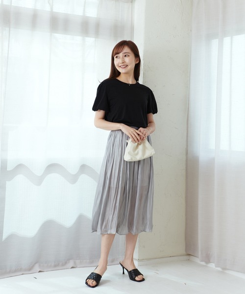 Lamoa（ラモア）の「Lamoa/ボリュームスリーブ 半袖 クルーネック カットソー（Tシャツ/カットソー・レディース・ブラック/パープル/イエロー・FREE）」の13枚目の写真