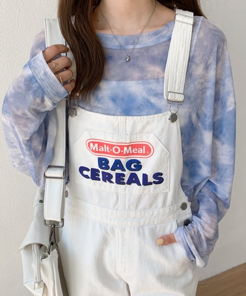 Diosfront（ディオスフロント）の「マーブルシースルーインナーカットソー（Tシャツ/カットソー・レディース・グリーン/ベージュ/ライトブルー/ピンク/ブルー/グレー・FREE）」の5枚目の写真