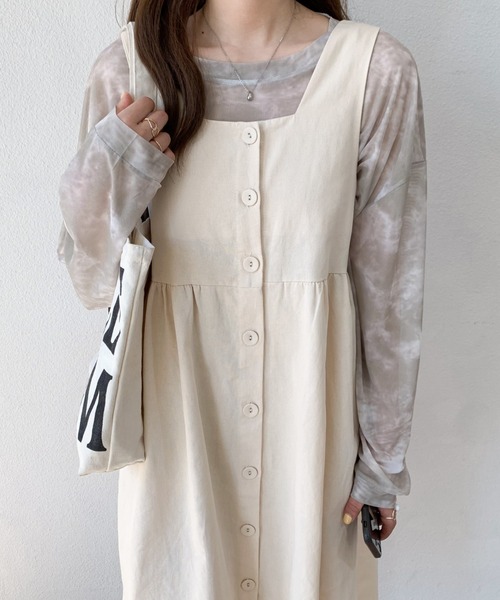 Diosfront（ディオスフロント）の「マーブルシースルーインナーカットソー（Tシャツ/カットソー・レディース・グリーン/ベージュ/ライトブルー/ピンク/ブルー/グレー・FREE）」の7枚目の写真