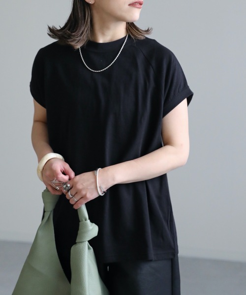 ap retro(アプレトロ)の「USAコットンモックネックTシャツ(Tシャツ/カットソー・レディース・ホワイト/チャコールグレー/ライトグレー/ブラック/ブルー・FREE)」の19枚目の写真
