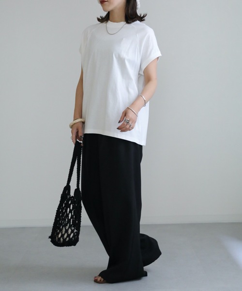 ap retro(アプレトロ)の「USAコットンモックネックTシャツ(Tシャツ/カットソー・レディース・ホワイト/チャコールグレー/ライトグレー/ブラック/ブルー・FREE)」の10枚目の写真