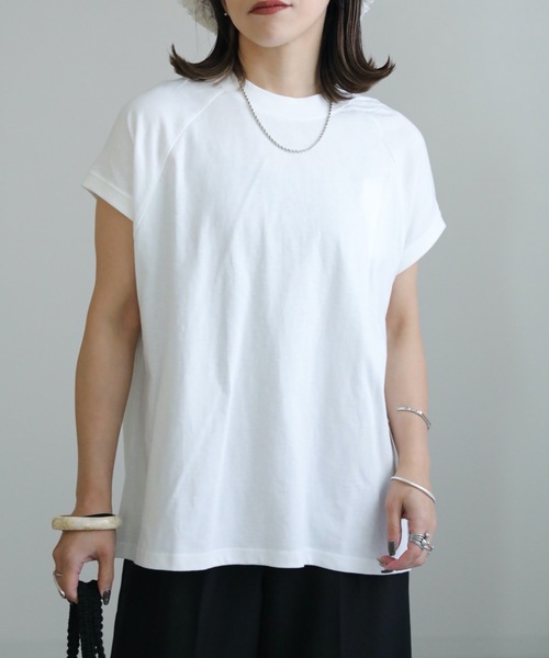 ap retro(アプレトロ)の「USAコットンモックネックTシャツ(Tシャツ/カットソー・レディース・ホワイト/チャコールグレー/ライトグレー/ブラック/ブルー・FREE)」の18枚目の写真
