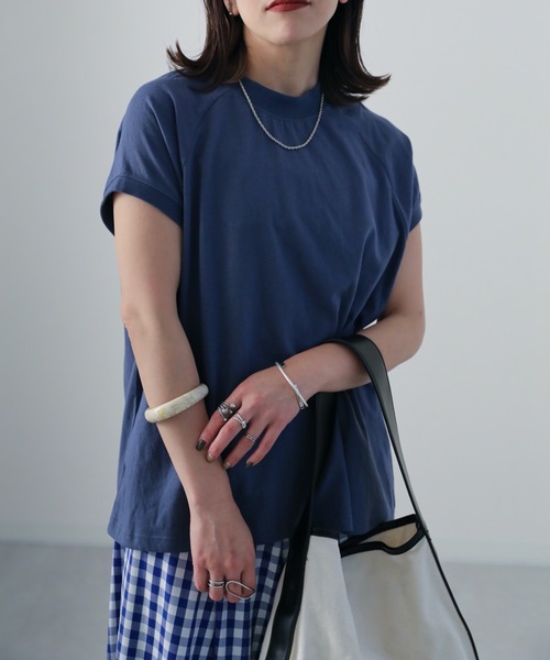 ap retro(アプレトロ)の「USAコットンモックネックTシャツ(Tシャツ/カットソー・レディース・ホワイト/チャコールグレー/ライトグレー/ブラック/ブルー・FREE)」の14枚目の写真