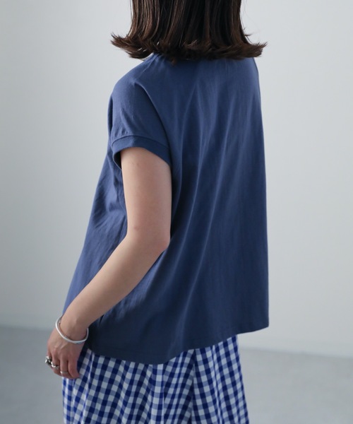ap retro(アプレトロ)の「USAコットンモックネックTシャツ(Tシャツ/カットソー・レディース・ホワイト/チャコールグレー/ライトグレー/ブラック/ブルー・FREE)」の6枚目の写真
