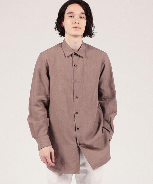 TOMORROWLAND （トゥモローランド）の「ハイカウントリネン セミワイドカラーロングシャツ（シャツ/ブラウス・メンズ・ブラック/ベージュ/ライトパープル・S/M/L/XS）」の4枚目の写真