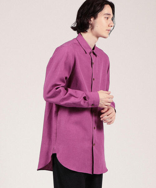 TOMORROWLAND （トゥモローランド）の「ハイカウントリネン セミワイドカラーロングシャツ（シャツ/ブラウス・メンズ・ブラック/ベージュ/ライトパープル・S/M/L/XS）」の6枚目の写真