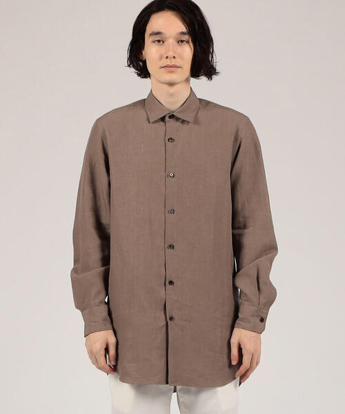 TOMORROWLAND （トゥモローランド）の「ハイカウントリネン セミワイドカラーロングシャツ（シャツ/ブラウス・メンズ・ブラック/ベージュ/ライトパープル・S/M/L/XS）」の7枚目の写真