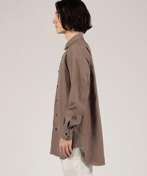 TOMORROWLAND （トゥモローランド）の「ハイカウントリネン セミワイドカラーロングシャツ（シャツ/ブラウス・メンズ・ブラック/ベージュ/ライトパープル・S/M/L/XS）」の8枚目の写真