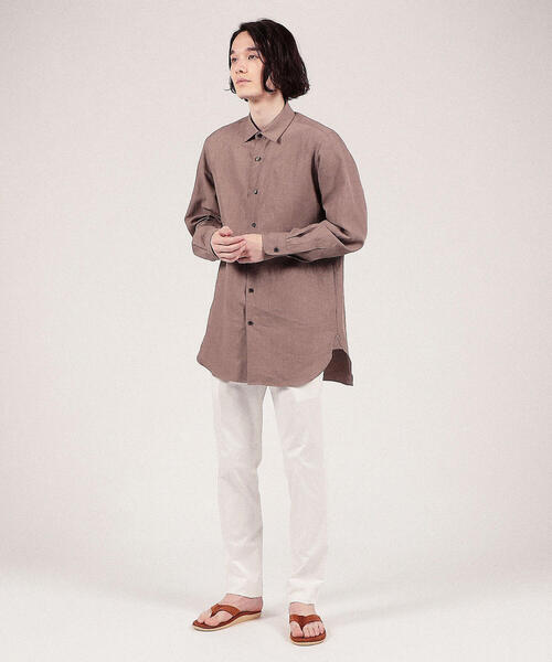 TOMORROWLAND （トゥモローランド）の「ハイカウントリネン セミワイドカラーロングシャツ（シャツ/ブラウス・メンズ・ブラック/ベージュ/ライトパープル・S/M/L/XS）」の16枚目の写真