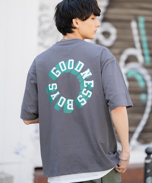 Rocky Monroe（ロッキーモンロー）の「オーバーサイズ  別注 サークルロゴプリント半袖Tシャツ  アメリカコットン（Tシャツ/カットソー・メンズ・ブラック/パープル/ブルー/グリーン/ホワイト×グリーン/ホワイト×ブラック/チャコール・M/L/XL）」の5枚目の写真