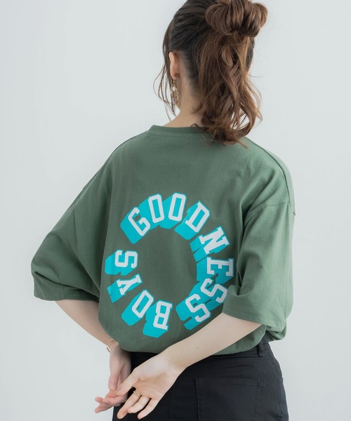 Rocky Monroe（ロッキーモンロー）の「オーバーサイズ  別注 サークルロゴプリント半袖Tシャツ  アメリカコットン（Tシャツ/カットソー・メンズ・ブラック/パープル/ブルー/グリーン/ホワイト×グリーン/ホワイト×ブラック/チャコール・M/L/XL）」の8枚目の写真