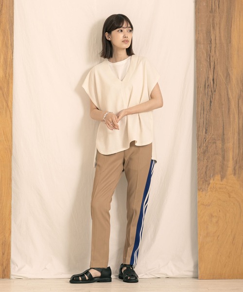 blanc basque（ブランバスク）の「web限定 ラインスラックス（その他パンツ・レディース・ネイビー/ベージュ・36）」の4枚目の写真