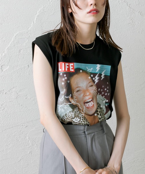 mystic（ミスティック）の「[LIFE] ケイトモスノースリTシャツ（Tシャツ/カットソー・レディース・ブラック/オフホワイト・FREE）」の9枚目の写真