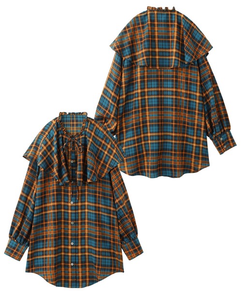MILKFED.（ミルクフェド）の「BIG COLLAR PLAID BLOUSE（シャツ/ブラウス・レディース・ブルー/レッド・ONE SIZE）」の2枚目の写真