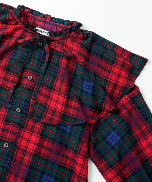 MILKFED.（ミルクフェド）の「BIG COLLAR PLAID BLOUSE（シャツ/ブラウス・レディース・ブルー/レッド・ONE SIZE）」の10枚目の写真
