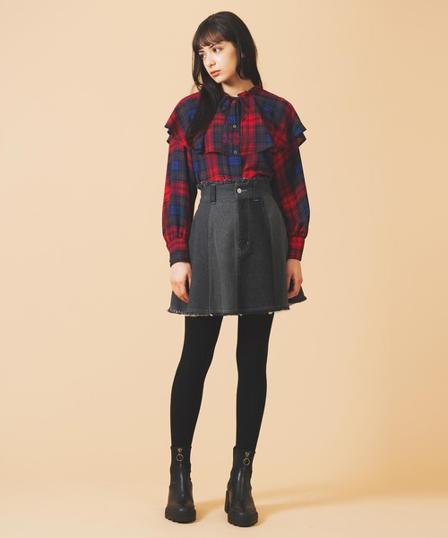 MILKFED.（ミルクフェド）の「BIG COLLAR PLAID BLOUSE（シャツ/ブラウス・レディース・ブルー/レッド・ONE SIZE）」の12枚目の写真