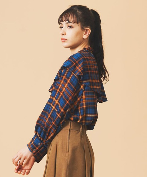 MILKFED.（ミルクフェド）の「BIG COLLAR PLAID BLOUSE（シャツ/ブラウス・レディース・ブルー/レッド・ONE SIZE）」の15枚目の写真