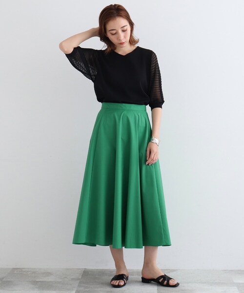 INDIVI（インディヴィ）の「◆【洗える/日本製】ロングフレアースカート（スカート・レディース・グリーン/ネイビー・05/13/15 /36/38）」の19枚目の写真