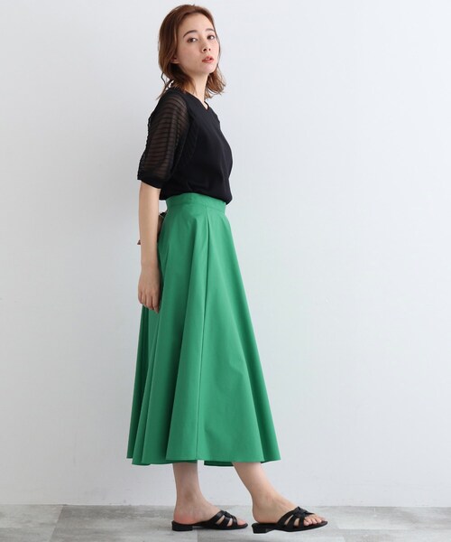 INDIVI（インディヴィ）の「◆【洗える/日本製】ロングフレアースカート（スカート・レディース・グリーン/ネイビー・05/13/15 /36/38）」の12枚目の写真