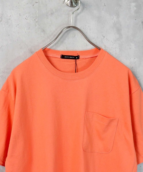 SHISKY（シスキー）の「裾フェイクレイヤード半袖ポケットTシャツ（Tシャツ/カットソー・メンズ・ブラック/ダークグリーン/ベージュ/ネイビー/オレンジ/ブルー/ミント/モカ/杢グレー/チャコール・M/L/XL）」の20枚目の写真