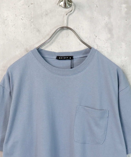 SHISKY（シスキー）の「裾フェイクレイヤード半袖ポケットTシャツ（Tシャツ/カットソー・メンズ・ブラック/ダークグリーン/ベージュ/ネイビー/オレンジ/ブルー/ミント/モカ/杢グレー/チャコール・M/L/XL）」の19枚目の写真
