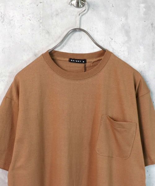 SHISKY（シスキー）の「裾フェイクレイヤード半袖ポケットTシャツ（Tシャツ/カットソー・メンズ・ブラック/ダークグリーン/ベージュ/ネイビー/オレンジ/ブルー/ミント/モカ/杢グレー/チャコール・M/L/XL）」の14枚目の写真