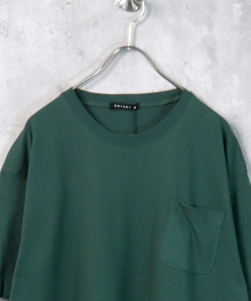 SHISKY（シスキー）の「裾フェイクレイヤード半袖ポケットTシャツ（Tシャツ/カットソー・メンズ・ブラック/ダークグリーン/ベージュ/ネイビー/オレンジ/ブルー/ミント/モカ/杢グレー/チャコール・M/L/XL）」の16枚目の写真