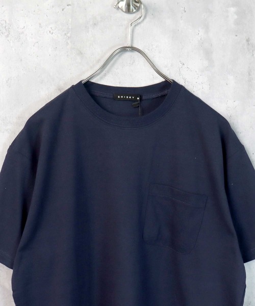 SHISKY（シスキー）の「裾フェイクレイヤード半袖ポケットTシャツ（Tシャツ/カットソー・メンズ・ブラック/ダークグリーン/ベージュ/ネイビー/オレンジ/ブルー/ミント/モカ/杢グレー/チャコール・M/L/XL）」の18枚目の写真