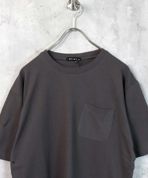 SHISKY（シスキー）の「裾フェイクレイヤード半袖ポケットTシャツ（Tシャツ/カットソー・メンズ・ブラック/ダークグリーン/ベージュ/ネイビー/オレンジ/ブルー/ミント/モカ/杢グレー/チャコール・M/L/XL）」の13枚目の写真